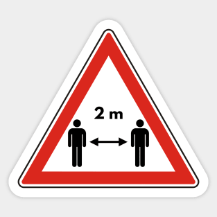 Coronavirus 2 m road warning sign Sticker